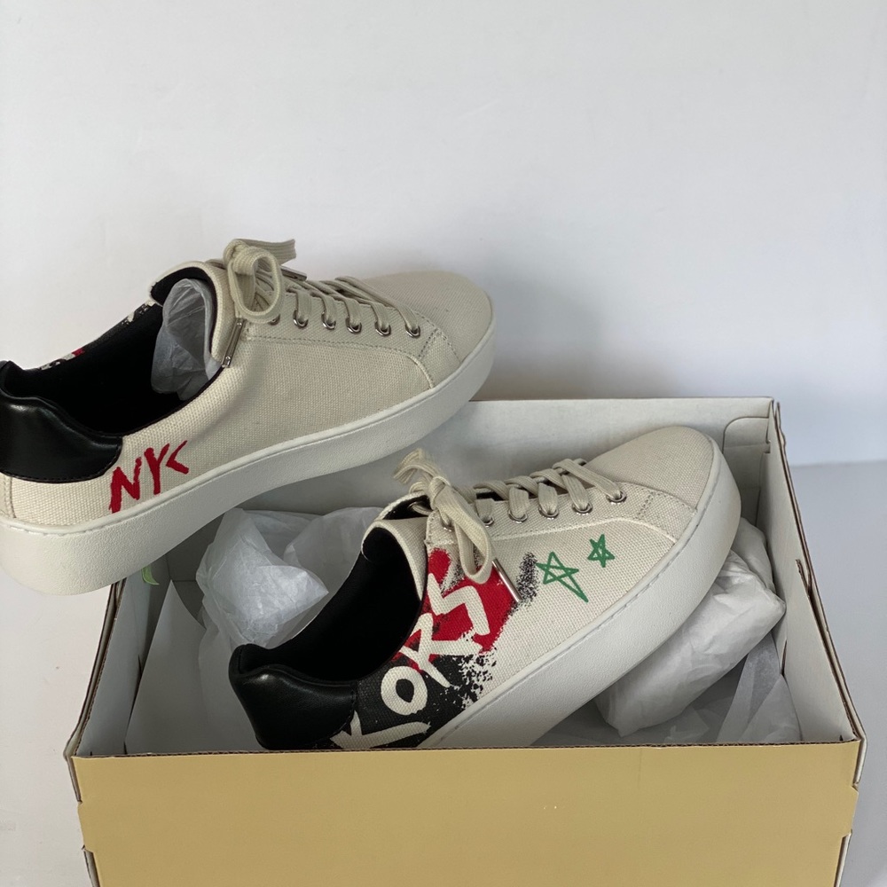 MICHAEL KORS Poppy Lace up Heavy Canvas Cream 6.5. - Picture 7 of 7
